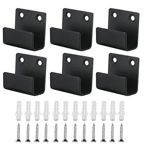 posionks JUN-H 6 Stück Schwerlast-Haken Edelstahl Keramikfliesen Display Wandhaken Metall Gerätehalter u Winkel Halterung für Bad und Küche Garage mit Befestigungsmaterial Gerätehaken(Schwarz)