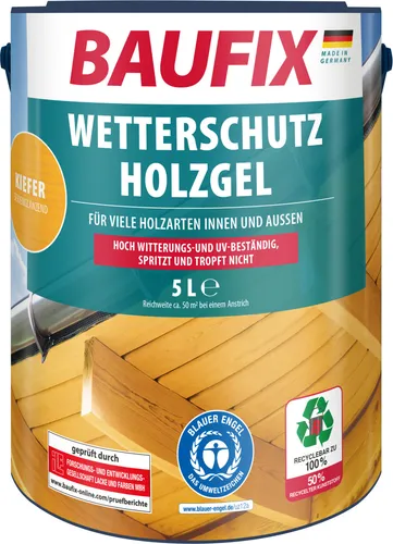 BAUFIX Wetterschutz-Holzgel Kiefer seidenglänzend, 5 Liter von BAUFIX