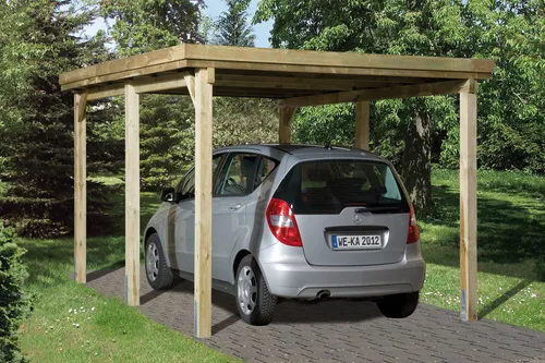 weka Flachdach-Einzelcarport 617 Gr.3 mit PVC-Dach
