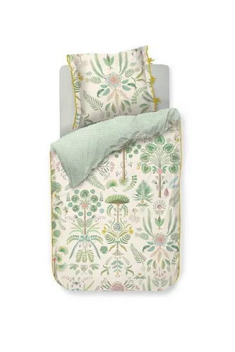 PiP Studio Bettwäsche Bamboleo Cremefarben - Elegante Perkal-Bettwäsche - Bettwäsche-Set aus 100% Baumwolle mit zartem Blumenmuster, hautsympathisch und pflegeleicht. Ideal für alle Jahreszeiten, mit flexibler Wendeoptik und Reißverschluss.