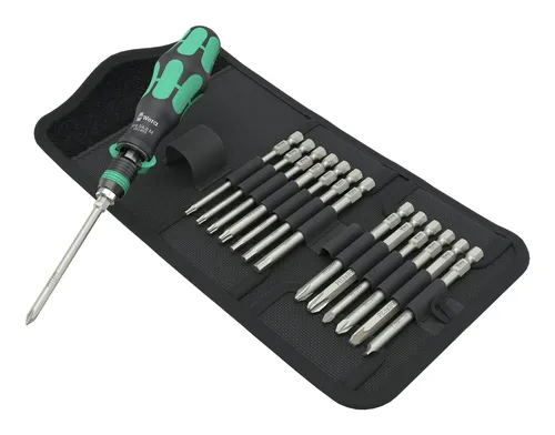 Wera 05051061001 Kraftform Kompakt 838 RA-R M Set 1 - 15-teiliges Bits-Handhalter Set, mit Rapidaptor Schnellwechselfutter und integrierter Ratschenmechanik für schnelles Arbeiten