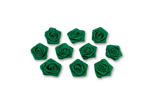Creativery Streudeko, Satinrosen 3cm zum Basteln & Aufnähen 10 Stück Dunkelgrün