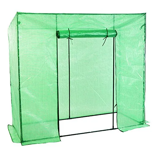 FineHome Foliengewächshaus für Tomaten – Schrägdach, 200 x 77 x 169 cm - Gartengewächshaus für Tomatenzucht, mit Rolltür und hochwertiger Folie für optimales Wachstum. Einfache Montage ohne Fundament, ideal für Hobbygärtner!
