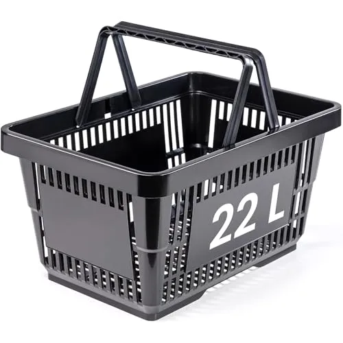KONZEPT Einkaufskorb 22 L in Schwarz – vielseitiger Einkaufskorb mit zwei Henkeln für Einkäufe, Garten, Haushalt, Garage & Auto (ca. 43 x 30 x 23 cm)