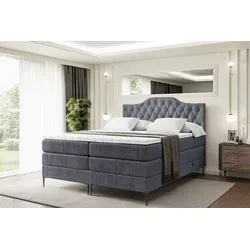 ALTDECOR Boxspringbett mit Stauraum und Topper - Dunkelgrau - Das elegante Boxspringbett bietet optimalen Schlafkomfort dank der Kombination aus zwei Matratzen mit unterschiedlichen Härtegraden. Mit praktischen Bettkästen für zusätzlichen Stauraum und einem strapazierfähigen Polsterstoff ist es ideal für jedes Schlafzimmer.
