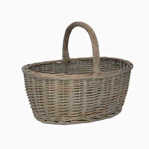UNUS Weidenkorb Picknickkorb Einkaufskorb Henkelkorb 36x16x26cm(LxHxB) grau