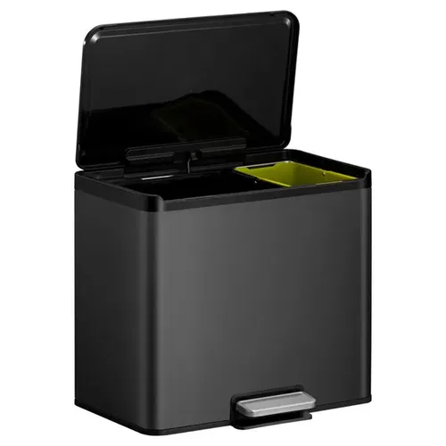 EKO Essential Recycler Mülltrennsystem 20 + 9 L schwarz - Haushaltszubehör mit gedämpftem Deckel und Stay-open-Funktion für müheloses Wechseln der Abfallsäcke, ideal zur umweltfreundlichen Mülltrennung.