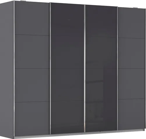 Schwebetürenschrank RAUCH, grau (graumetallic, basaltglas) in grau von Rauch
