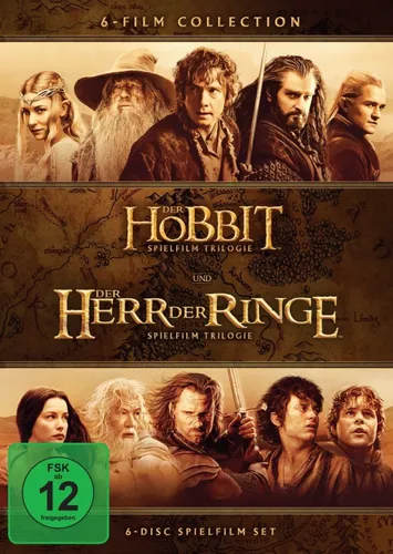 Mittelerde Collection: Der Hobbit + Herr der Ringe 6-DVD-BOX - Fantastische Film-Collection für Abenteuer-Fans, erlebe die epischen Geschichten von Mittelerde in einer hochwertigen 6-DVD-Box.