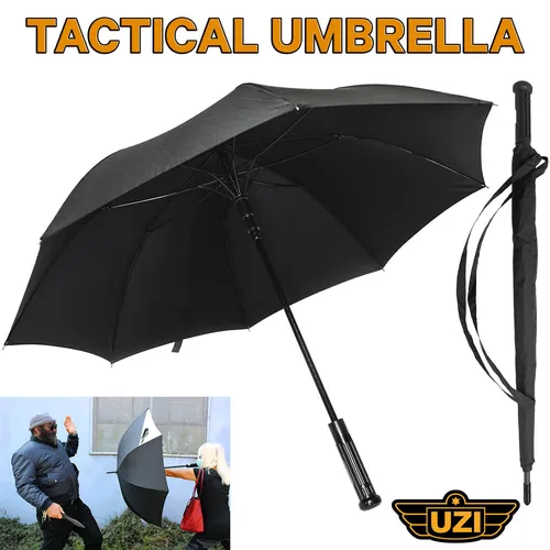 UZI Regenschirm zur Selbstverteidigung 92 cm - Schirm für Selbstverteidigung, unzerbrechlich und sturmsicher, ideal für alle Wetterlagen und sicherer Schutz unterwegs.