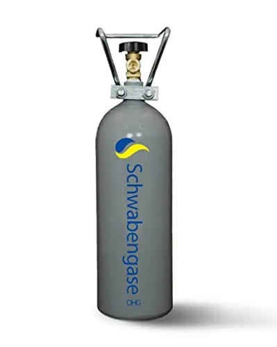 Schwabengase Co2 Flasche 2kg - Eigentumsflasche für Aquarien & Zapfanlagen - Zubehör für Wassersprudler, neu befüllt und TÜV-zertifiziert bis 2033, ideal für optimale Kohlensäureversorgung.