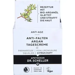 APOTHEKER DR. SCHELLER Anti-Falten Argan Tagescreme, 50 ml - Tagespflege mit Arganöl, stärkt die Spannkraft und Elastizität der Haut, reduziert Faltentiefe und schützt vor vorzeitiger Hautalterung.