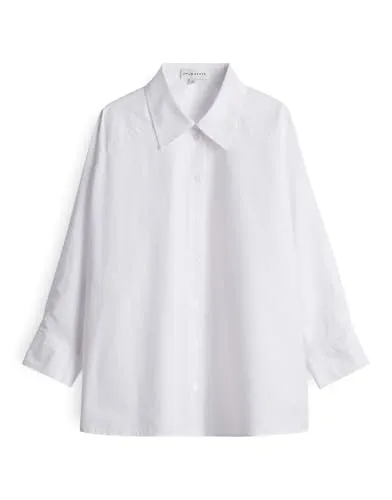 OPUS PANTS Damen Langarmbluse | FIONNE Oversized Hemdbluse aus Baumwolle White, Größe 44