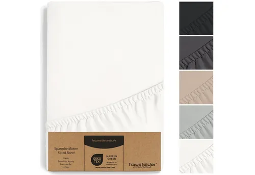 Hausfelder Spannbettlaken Boxspring Bettlaken 180/200x200 cm - Spannbettlaken für Boxspringbetten, passend bis 40cm Matratzenhöhe, aus kuschelweichem Jersey-Baumwolle für höchsten Schlafkomfort.