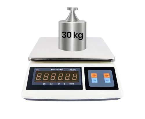 Plattformwaage 30 kg, Hochpräzise Lebensmittelwaage, Digitale LCD-Anzeige, Tragbare Elektronische Waage, Genau, HDWR wagPRO-S30