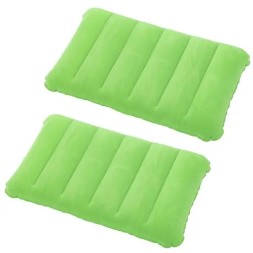 tintoke 2 Stück Aufblasbares Kissen Camping Reisekissen Luftkissen Kopfkissen Velour Kissen, Nackenkissen Strandkissen, für Outdoor Reisen, Wandern (grün)