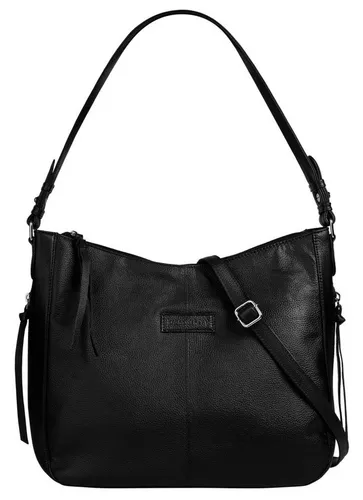 Bruno Banani Shopper Damen 022133 schwarz - Handtasche aus 100 % Rindleder mit viel Stauraum und praktischen Fächern. Wechseln Sie bequem zwischen kurzem Henkel und verstellbarem Schultergurt für maximalen Tragekomfort.