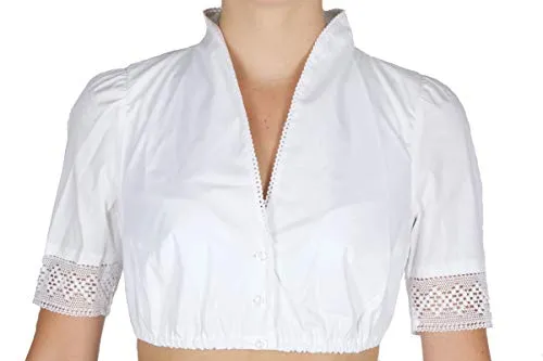 Hammerschmid Dirndlbluse AMELIE - elegant und vielseitig - Trachtenblusen aus feiner Baumwolle mit Stretch, halblange Ärmel und edler Häkelspitze. Perfekt für festliche Anlässe oder den Alltag, erhältlich in Größen 32-52.