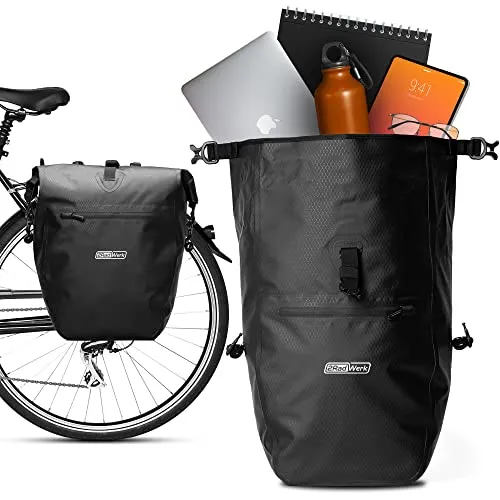 2Radwerk Fahrradtasche für Gepäckträger 25.4 l , 100% Wasserdicht , mit Tragegriff und Schultergurt , fahrradtasche gepäckträger, gepäckträgertasche, Fahrrad Taschen hinten