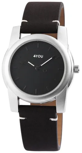 Damen Herren Unisex Uhr lässig Schwarz Silber Sportlich 5ATM Kunstleder 4YOU NEU