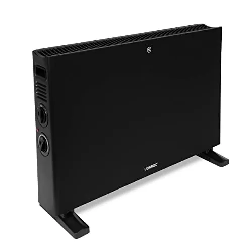 VONROC Elektroheizung - Mobiler Konvektor-Heizer mit Thermostat - Effiziente Elektroheizung für Räume bis 24m², leise mit 2 Heizstufen (1000W/2000W) und Turbolüfter für blitzschnelles Aufheizen. Genießen Sie individuelle Wärme und Komfort!