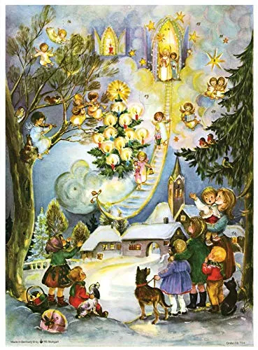 Richard Sellmer Verlag Adventskalender 704 - Himmelsleiter - Adventskalender mit einer zauberhaften Himmelsleiter, die Himmel und Erde verbindet. Ein fröhlicher Engelschor bringt festliche Vorfreude und zaubert ein Lächeln in die Gesichter der Kinder.
