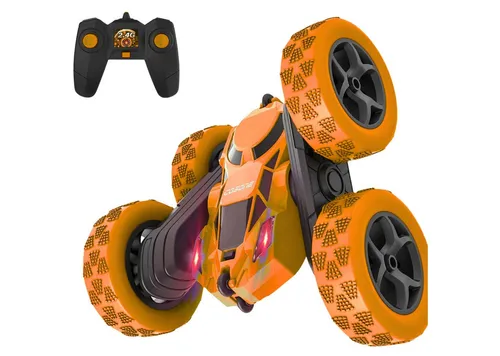 RC-Auto (Ferngesteuertes Stuntauto mit 2 Akkus & Fernbedienung, 360°-Action, LED-Lichter) - Orange - Erlebe spektakuläre 360°-Stunts und beidseitiges Fahren! Mit coolen LED-Lichtern und bis zu 60 Minuten Spielzeit dank 2 Akkus. Ideal für spannende Rennen mit Freunden und fördert spielerisch Koordination und Teamgeist.