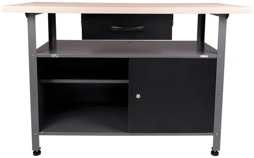 ONDIS24 Werkbank Klaus, höhenverstellbar und abschließbar - Hobbywerkbank mit verstellbaren Füßen, max. Belastbarkeit von 380 kg und 1 Schublade. Ideal für Heimwerker, bietet Stabilität und Sicherheit.