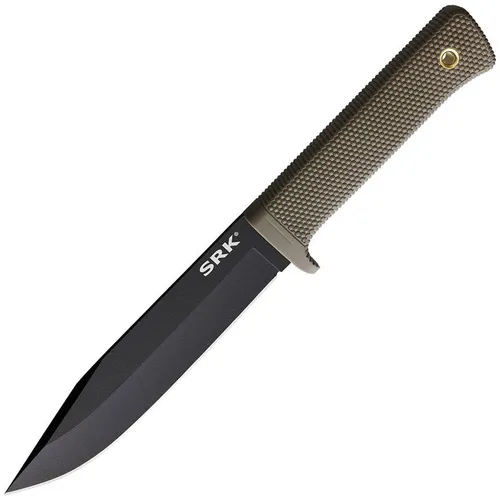 Cold Steel SRK - Robustes Jagdmesser mit SK-5 Stahl - Feststehendes Messer mit rutschfestem Kraton Griff und rostfreier Secure-Ex Scheide, ideal für Outdoor-Abenteuer und Jagd.
