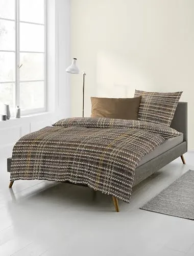 Bierbaum Bettwäsche 4143, Fein-Biber, Braun 155x220 + 80x80 cm