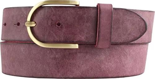 BELTINGER Damen-Gürtel aus weichem Vollrindleder Vintage-Look 4 cm | Jeans-Gürtel für Damen mit goldener Gürtelschließe 40mm | Ledergürtel Used-Look | Bordeaux 105cm