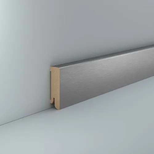 Sockelleiste MDF 58 mm Modern Edelstahl Dekor Fußleiste foliert Laminat Vinyl