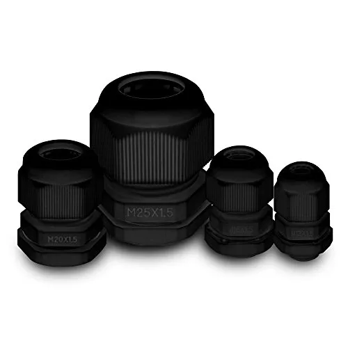 ARLI Kabelverschraubungen IP68 Set 40er schwarz M12 M16 M20 M25 x 1,5mm Kabelverschraubung Kabel Verschraubung metrisch Gegenmutter wasserdicht Kunststoff wasserdichte M 12 16 20 25