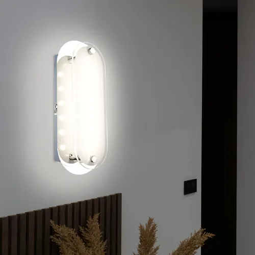 Wandleuchte Wandlampe Esszimmerleuchte Küchenlampe Glas chrom klar LED L 19 cm