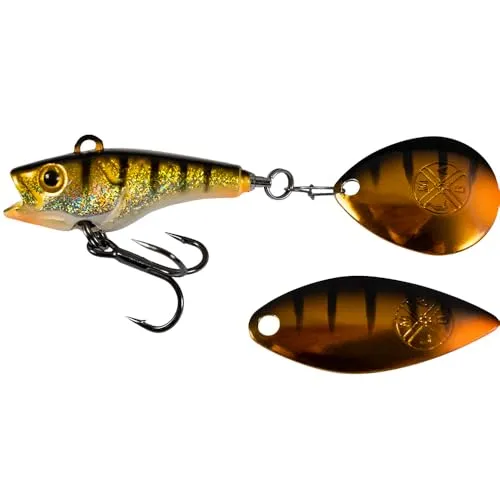 LMAB Good Vibe Jigspinner, mit Wechsel Blade, Jig Spinner zum Angeln, Barsch & Hecht Spinjig (21 g, Real Perch)
