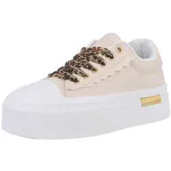 Ital-Design Damen High-Top Freizeit Sneakerboots - Modischer Komfort in Beige - Sneaker high mit robuster Plateausohle für angenehmes Laufgefühl. Individuell anpassbare Schnürung und zusätzliches Paar Schnürsenkel für vielseitige Looks. Ideal für lange Tage und verschiedene Anlässe.