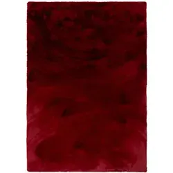 Pergamon Fellteppich Rot 60x90 cm - Der luxuriöse Kunstfellteppich aus feinstem Polyester bietet eine herrlich weiche Oberfläche und verändert mit jeder Berührung seine Optik. Ideal für Wohnzimmer oder Schlafzimmer – für ein warmes und gemütliches Ambiente!