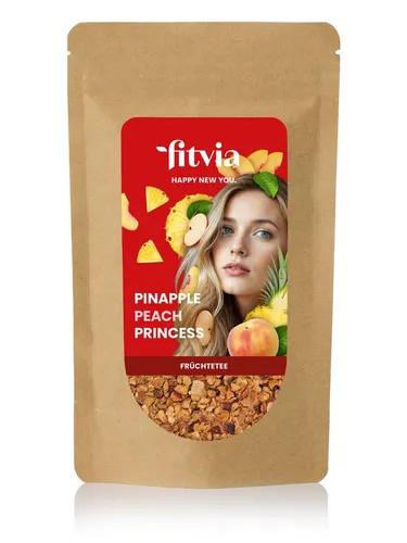 fitvia Tee Früchtetee Ananas-Pfirsich, lose, 100 g, (100g), mit exotischer Ananas & saftigem Pfirsich, fruchtig-süßer Sommertee