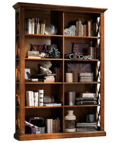 Xlmoebel Bücherregal Echtholz Bücherschrank mit eleganten Details für Büro und Wohnzimmer, 1-tlg., Hergestellt in Europa