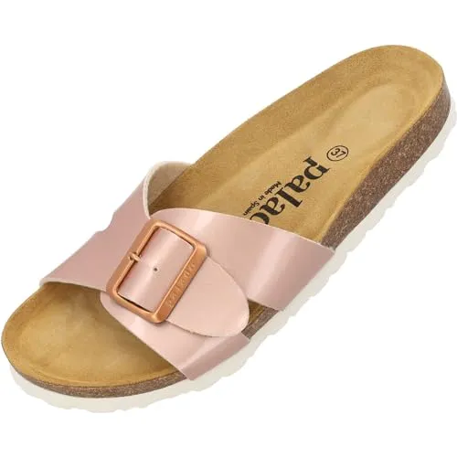 Palado Tinos Pantolette rosa 36 EU - Wanderschuhe in Größe 36, elegant in rosa Lack, ideal für stilvolle Freizeitaktivitäten mit bequemem Veloursleder-Innenfutter.
