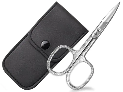 Linkshänder Nagelschere mit Scharfer Gebogener Schneide Profi Schere für Nägel aus rostfreiem Scherenstahl mit Etui