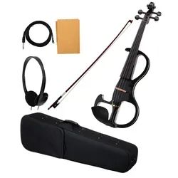 Classic Cantabile EV-90BK 4/4 E-Violine schwarz - Streichinstrumente, hochwertige E-Violine mit massivem Fichtenholz, inklusive Zubehör wie Koffer, Geigenbogen und Kopfhörer für sofortigen Spielspaß.