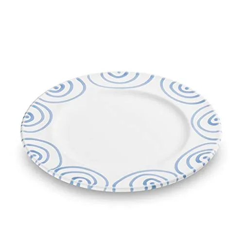 GMUNDNER KERAMIK Dessertteller Gourmet Blaugeflammt 22 cm - Dessertteller, handgemacht in Österreich mit zeitloser Eleganz und blauen Linien, spülmaschinen- und mikrowellengeeignet.