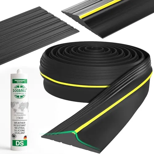 Garagentor Dichtung 3 Meter Garagentor Schwellendichtung,mit Montagekleber,universeller Schwellendichtung Wetterfest DIY-Dichtungsstreifen-Ersatzgummi,Garagen sauber und trocken zu halten