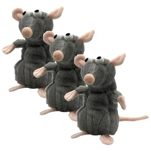 Aumüller Katzenspielzeug Ratte Cedric, 3er Set - Katzenspielkissen mit Baldrian