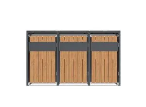 WESTMANN Mülltonnenbox Varius 3 – Stilvolle Mülltonnenverkleidung - Mülltonnenboxen mit Platz für 3x240 L, aus robustem Stahl mit Holzoptik, schützt vor Sonne und Ungeziefer für ein hygienisches Zuhause.