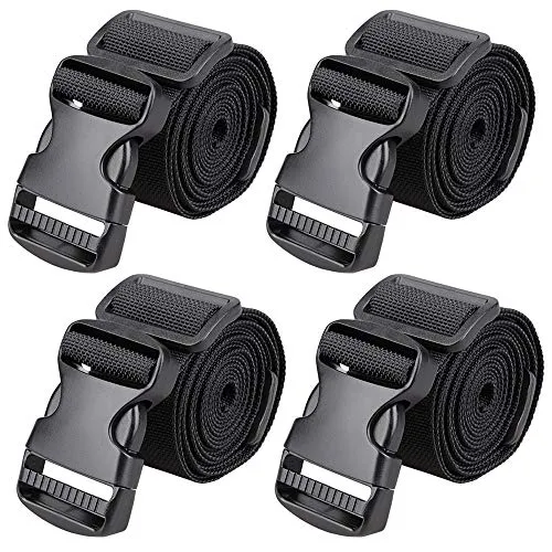 MAGARROW 150cm × 3,8 cm Einstellbar Gurt Gepäckgurt mit Schnalle verstellbar, 4er-Pack (schwarz (4 Stück)