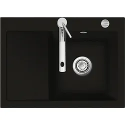 Flächenbündige Spüle MERA 70 F Schiefer mit Becken rechts von systemceram