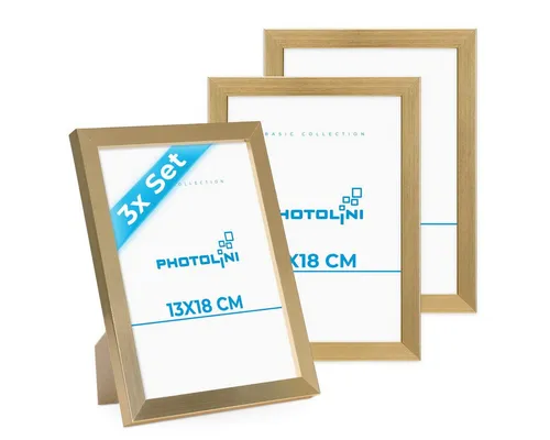PHOTOLINI Bilderrahmen 3er Set, stabiles MDF-Holz, mit Acrylglas, extra Zubehör, (3er Set)