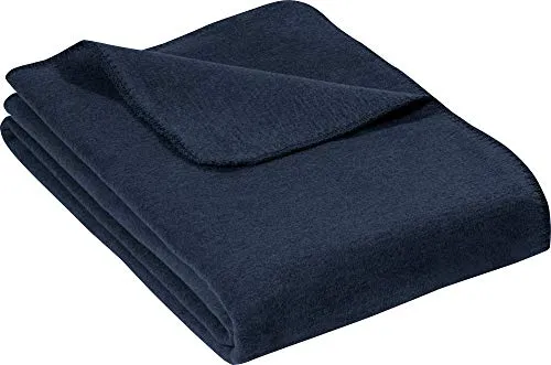 Erwin Müller Wohndecke Brescia Uni Marine Größe 150x220 cm - schmuseweicher Flor, mollig warm und temperaturausgleichend